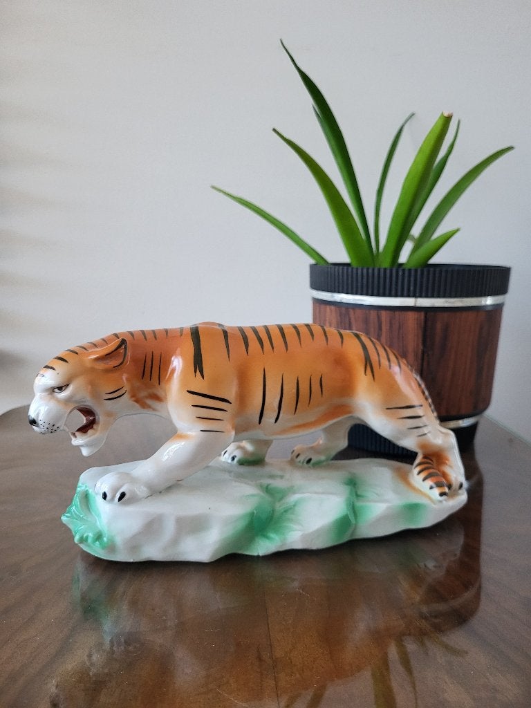 Tijger beeldje, vintage, keramiek, Ophalen of Verzenden, Zo goed als nieuw, Dier