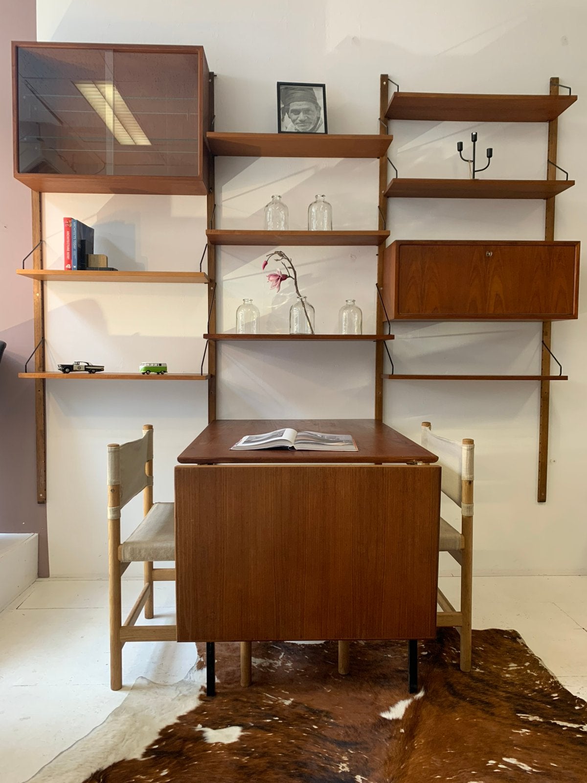 Poul Cadovius by Royal System vintage modulair wandsysteem, Gebruikt, 200 cm of meer, 75 cm of meer, Glas