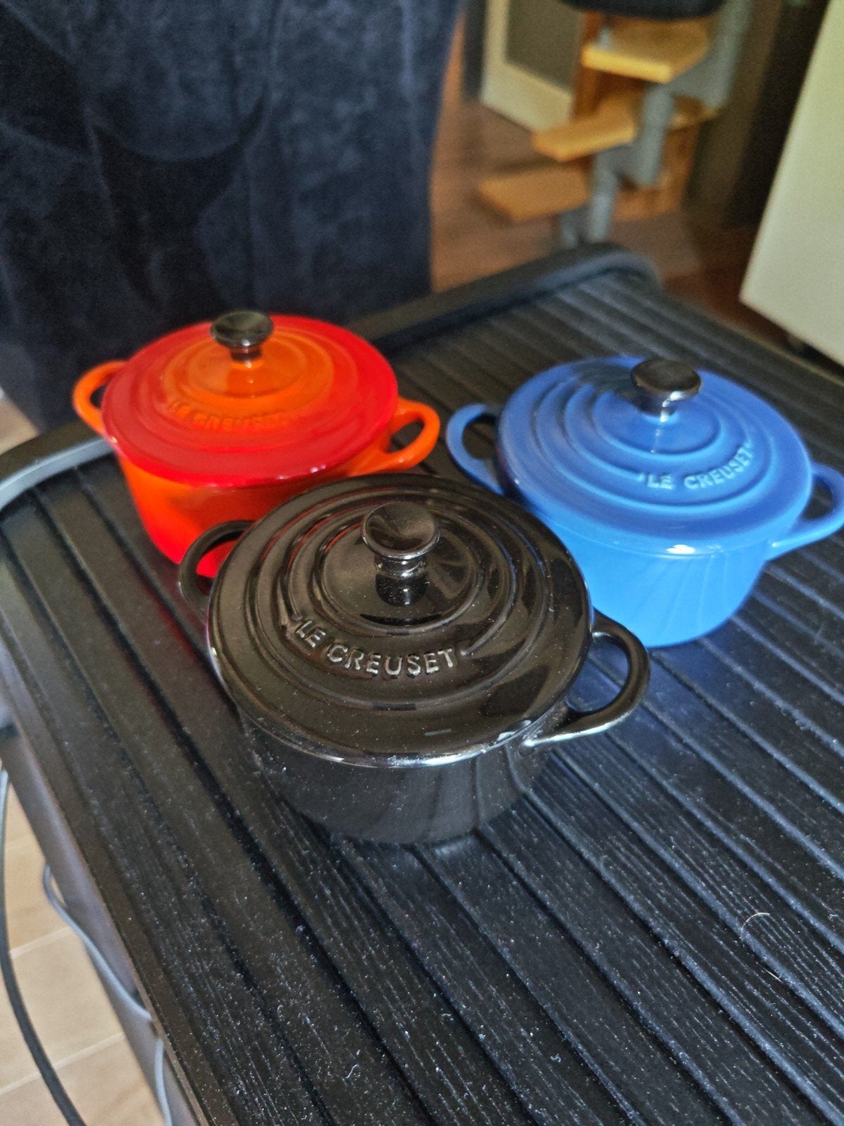 Le Creuset Mini-Braadpan Oranjerood, blauw, zwart 10cm 0,2l, Huis en Inrichting, Keuken | Potten en Pannen, Ophalen of Verzenden