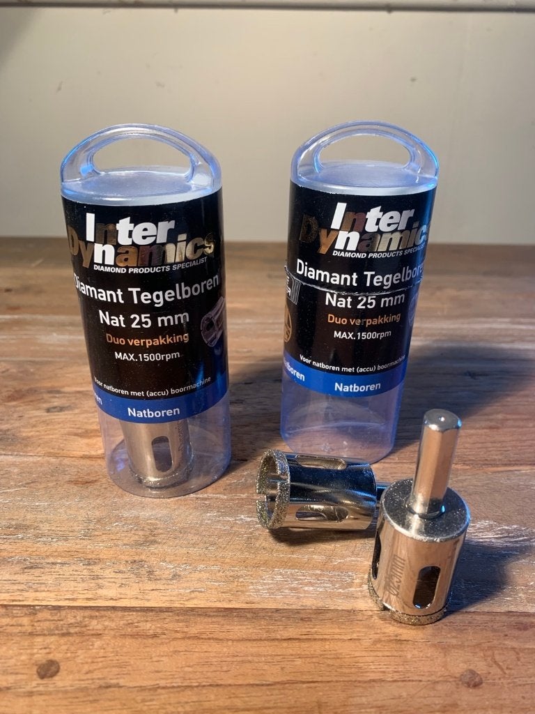 InterDynamics diamant tegelboor 25mm nat 2 stuks NIEUW, Info@asf-fischer.nl, Overige merken, Overige typen, Nieuw