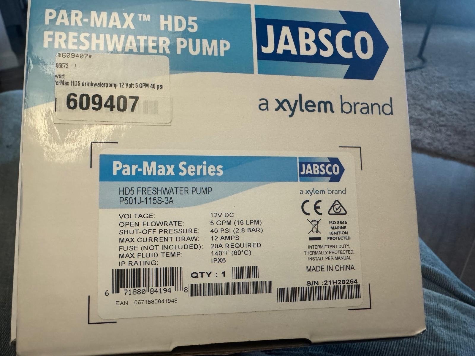 NIEUW IN DOOS Jabsco Par-Max HD5 Drinkwaterpomp 12V 19 L/PM, Ophalen, Nieuw, Kombuis en Sanitair