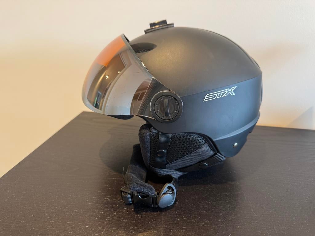 Skiheln junior STX met vizier, Sport en Fitness, Skiën en Langlaufen, Overige typen, Zo goed als nieuw, Skiën, Minder dan 100 cm