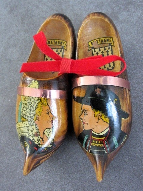 Souvenir klompjes uit Bretagne - klompen - jaren 70, Verzamelen, Retro, Ophalen of Verzenden, Huis en Inrichting