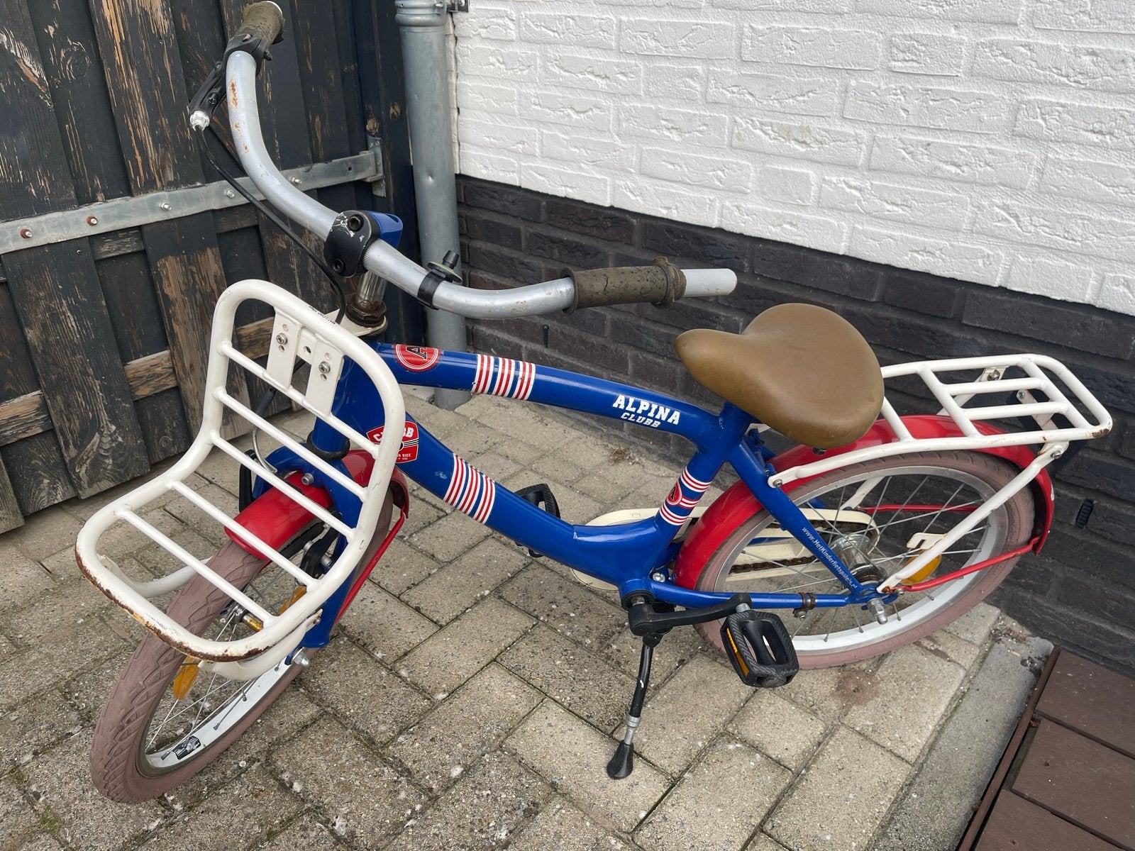 Alpina Club kinderfiets - Blauw/Rood 16 inch, Ophalen, Gebruikt, Terugtraprem, 16 tot 20 inch