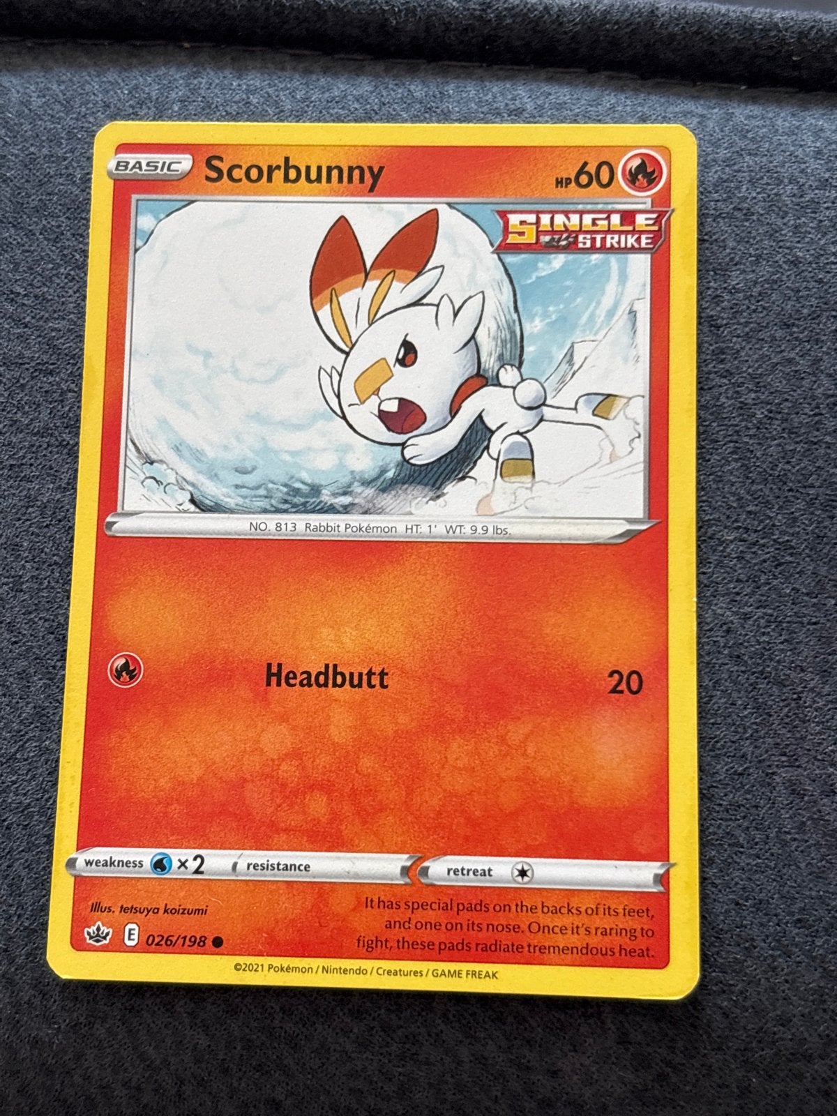 Scorbunny Pokémon Kaart 026/198 - Single Strike, Ophalen, Zo goed als nieuw, Losse kaart