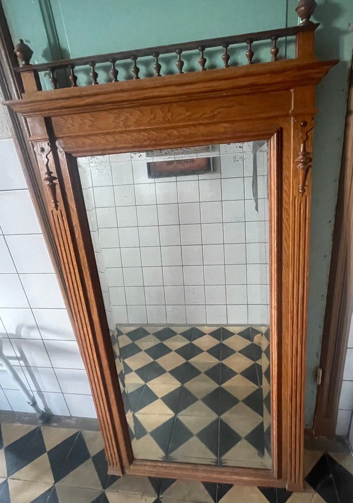 Antieke spiegel, Ophalen, Rechthoekig, 100 tot 150 cm