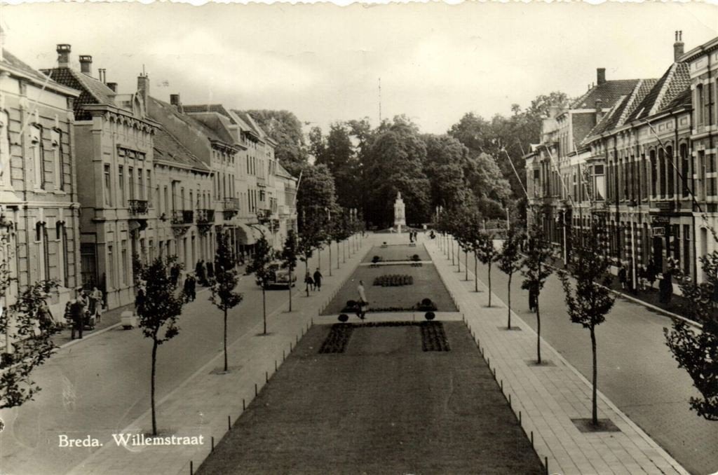 Breda. Willemstraat - gezicht in - 1959 gelopen, Verzenden, 1940 tot 1960, Gelopen, Noord-Brabant