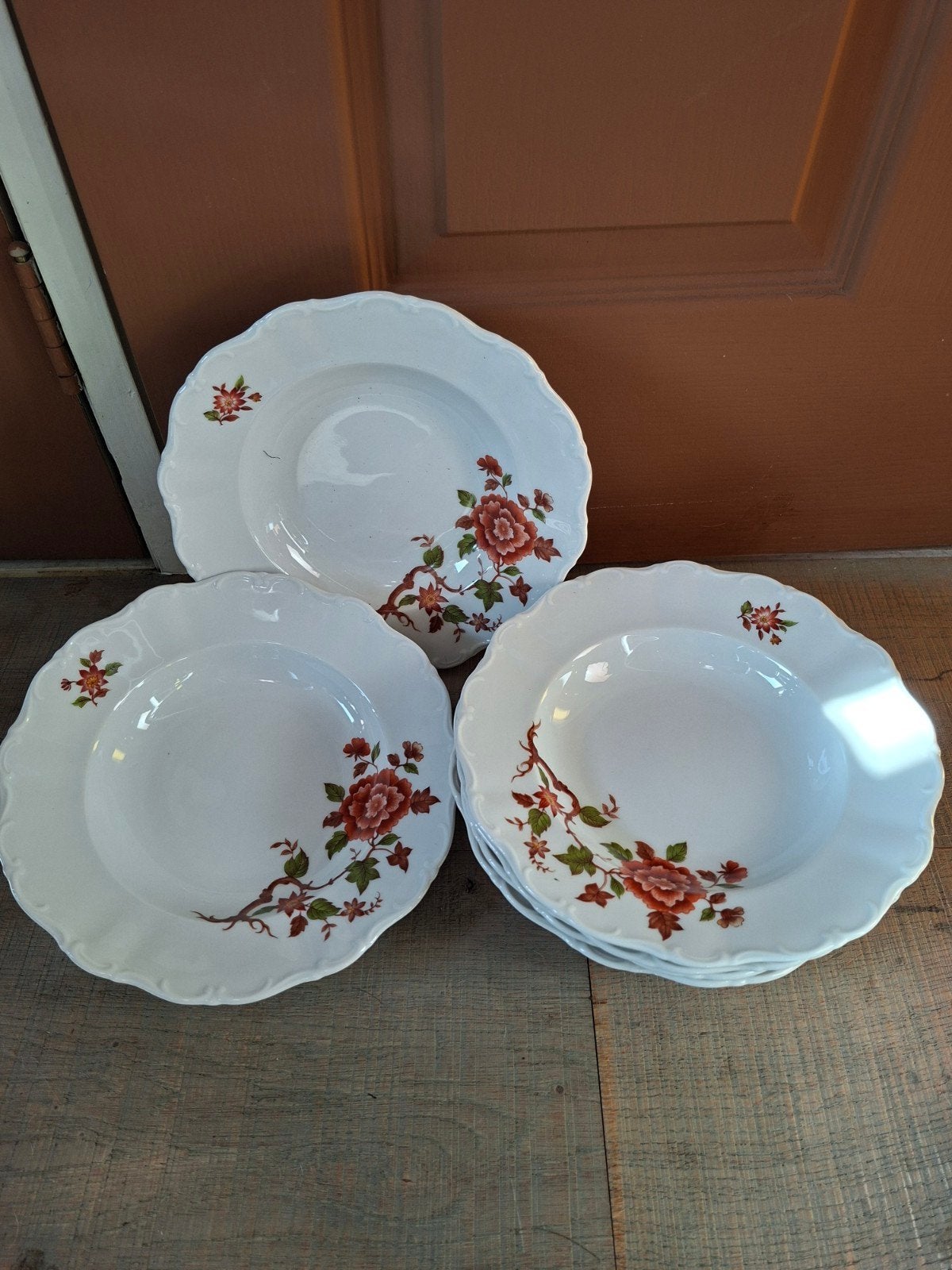 Vintage borden.,diepe borden bloemetjes West Germany, Ophalen of Verzenden