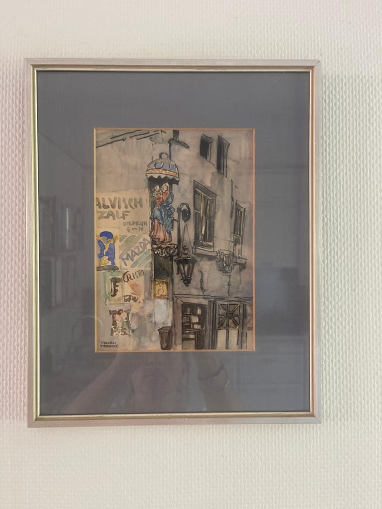 Herman Moerkerk - Gezicht op Antwerpen (aquarel), Ophalen of Verzenden