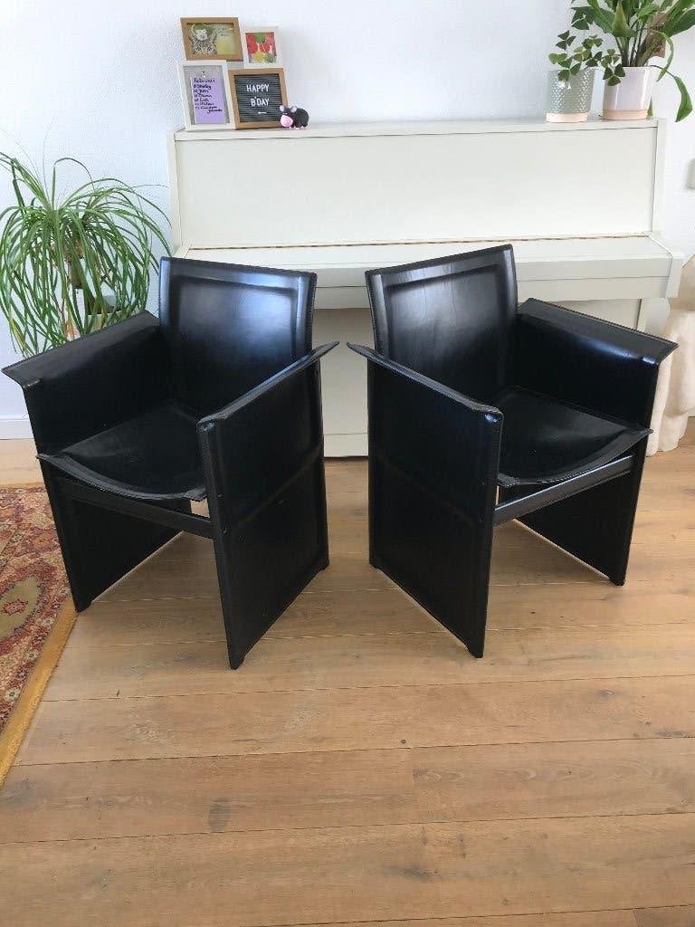 Set 2 Arrben Italy Sabina Solaria design stoel chair leer, Ophalen, Gebruikt, Zwart, Leer