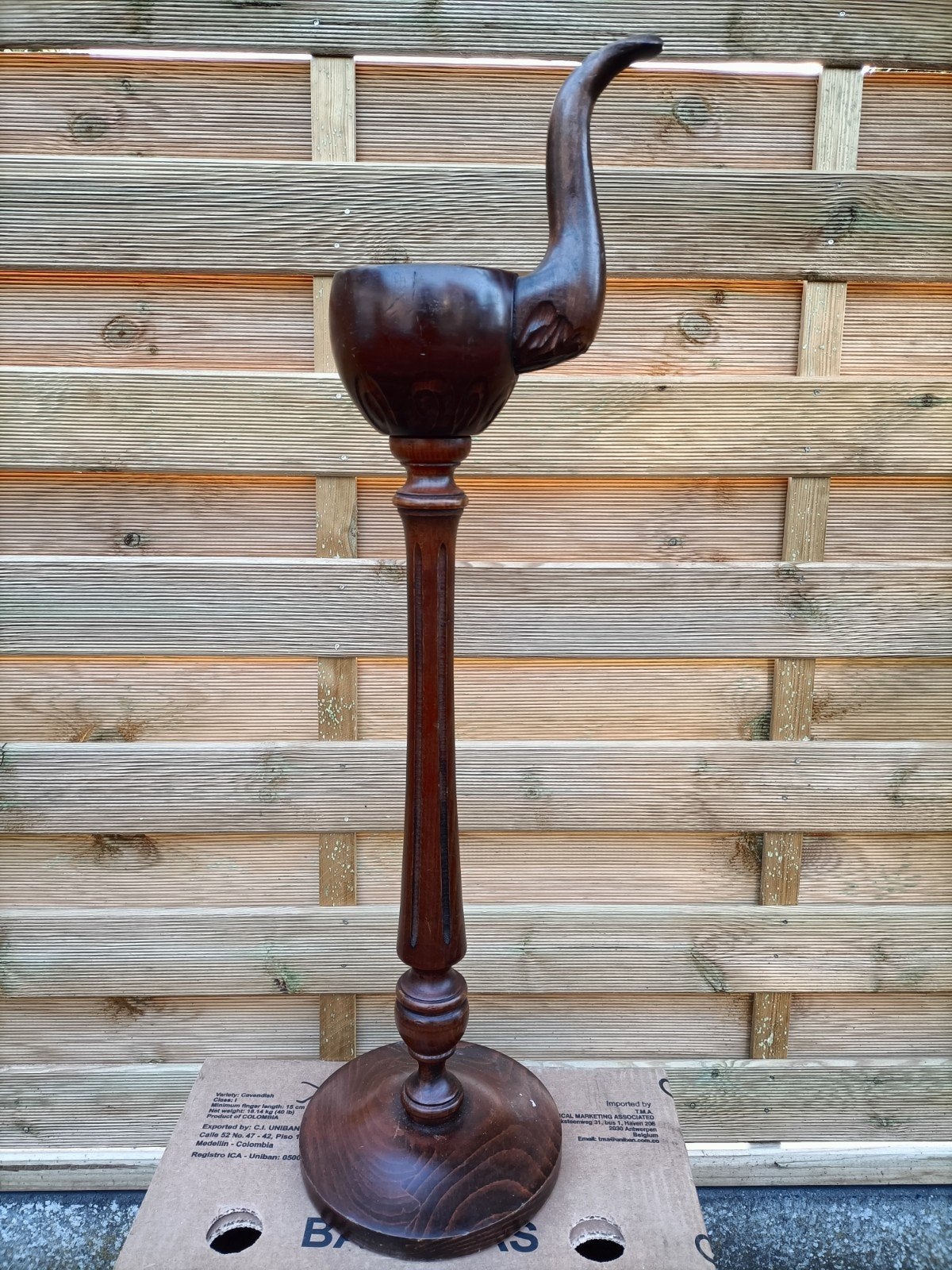 Vintage houten staande asbak. Antiek. Pijp model., Ophalen of Verzenden