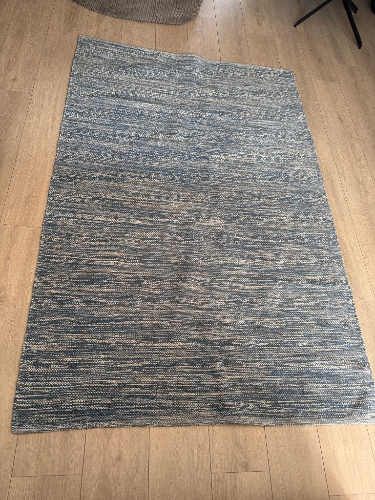 Vloerkleed blauw, Ophalen, Gebruikt, 100 tot 150 cm, Blauw