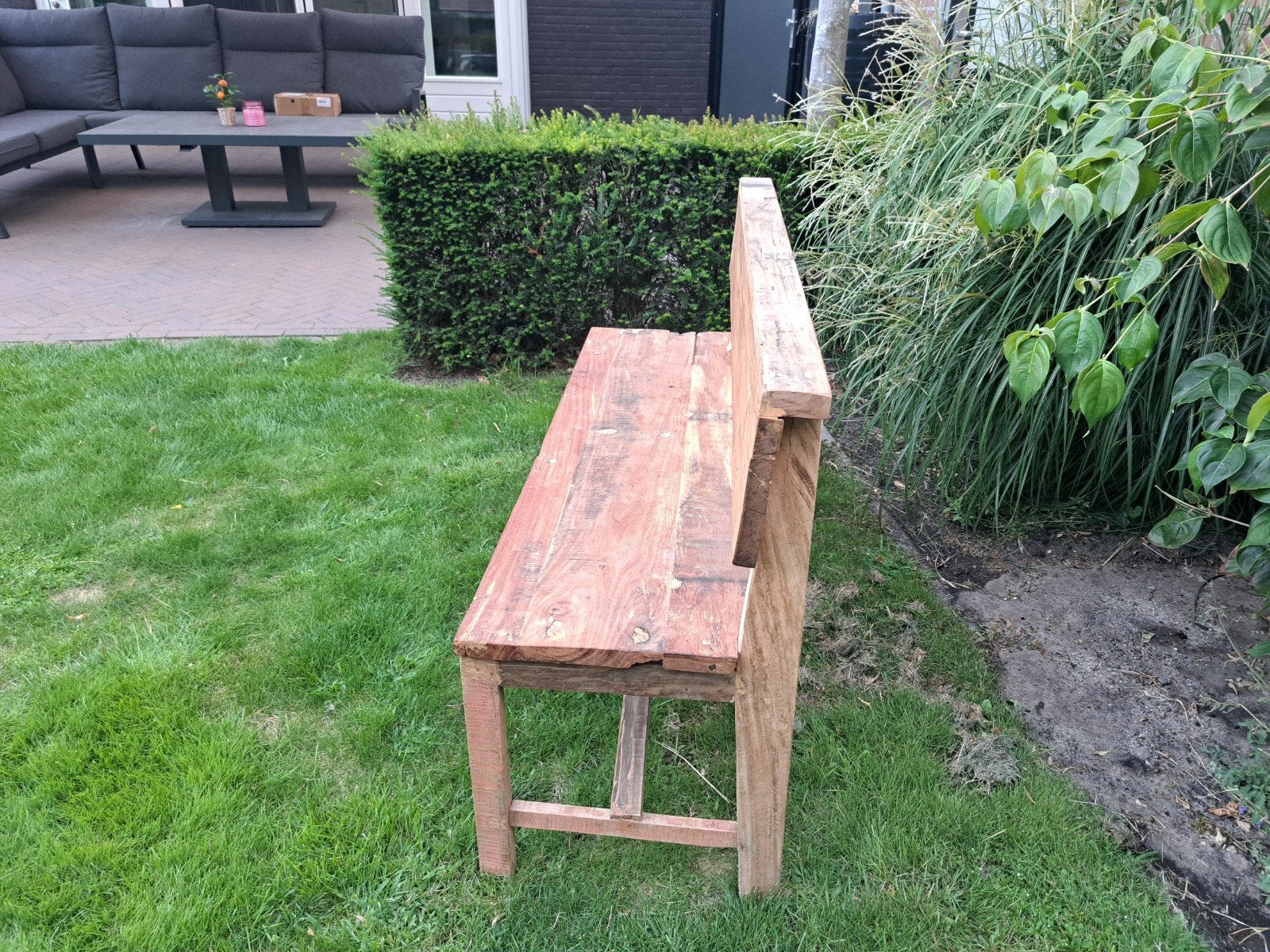 Robuust houten bankje voor interieur aan te kleden, Ophalen, Gebruikt, Bruin, Eén