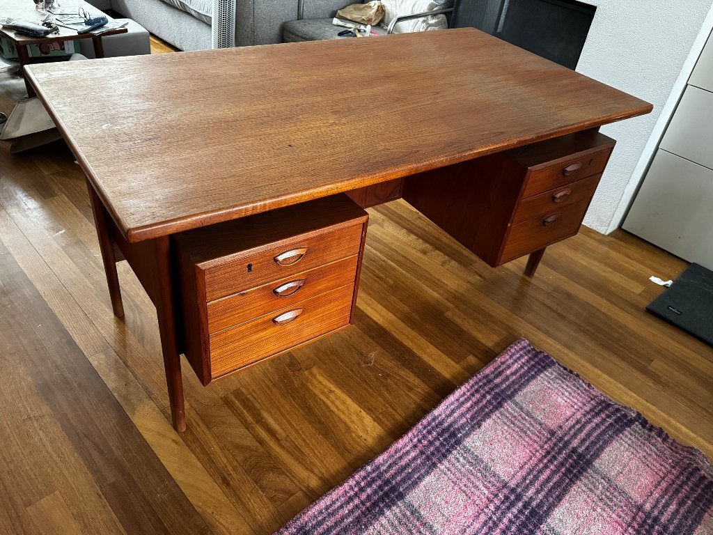 Teak Deens Bureau Kai Kristiansen Model 60, Huis en Inrichting, Gebruikt, Scandinavisch, Hout, Bruin