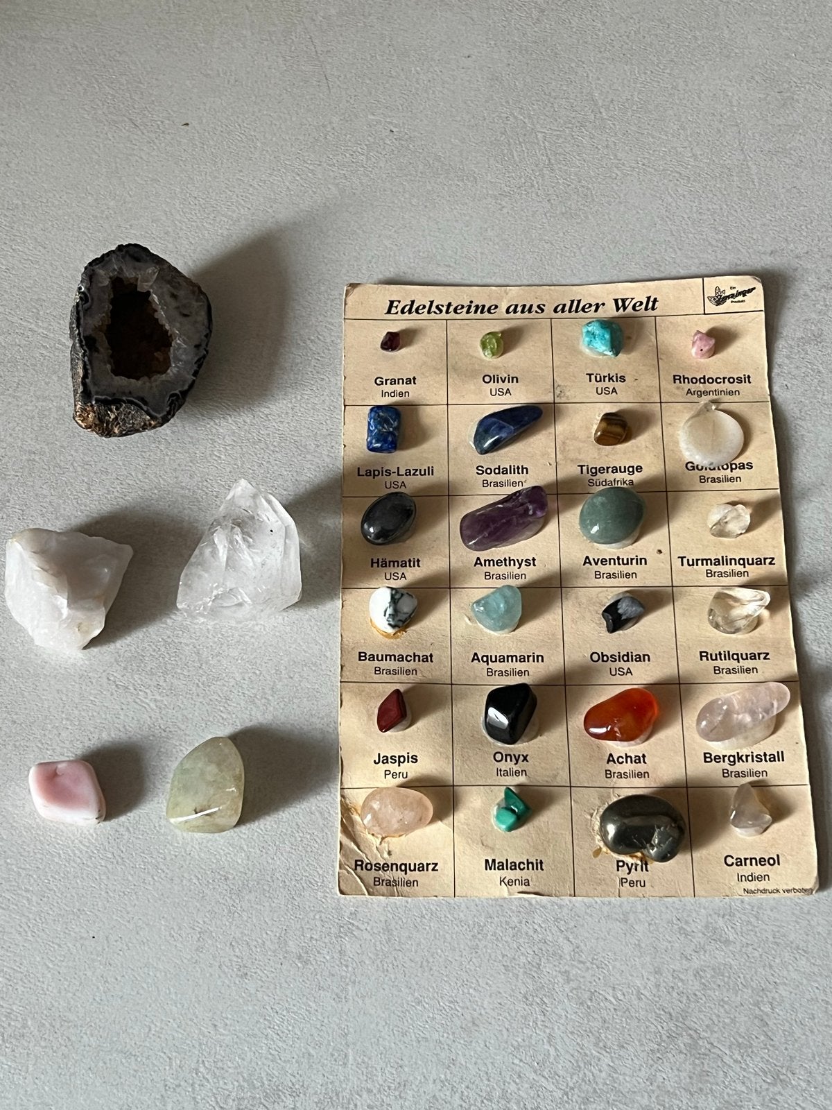 Edelstenen collectie met geode en losse stenen, Ophalen of Verzenden, Gebruikt