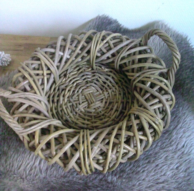 Mulan rotan mand ca.35cm x H12cm, Gebruikt, Gevlochten, Mand, Rond
