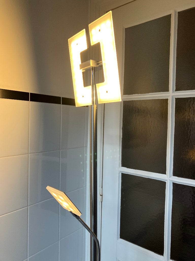 Mooie moderne staande lamp vloerlamp LED 190 cm met leeslamp, Ophalen, Zo goed als nieuw, 150 tot 200 cm