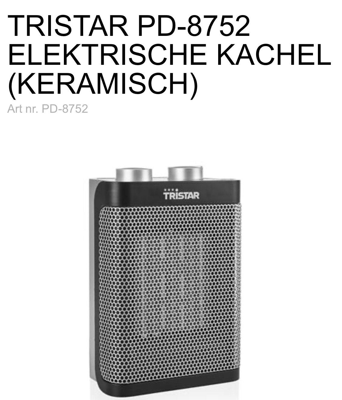 Tristar Keramische Kachel PD-8752 - Compact en Krachtig, Ophalen of Verzenden, Gebruikt