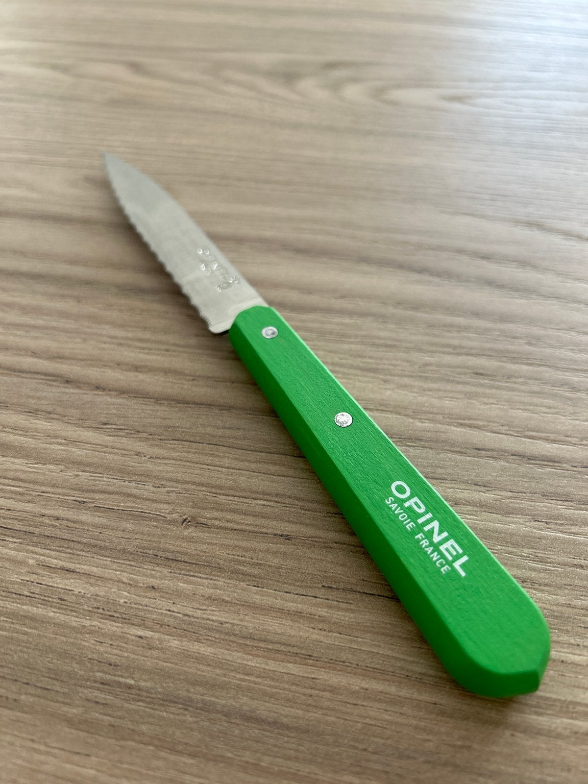 Opinel Inox Groen Gekarteld Mesje - Nieuw, Los bestek, Keukenmes, Nieuw, Ophalen of Verzenden
