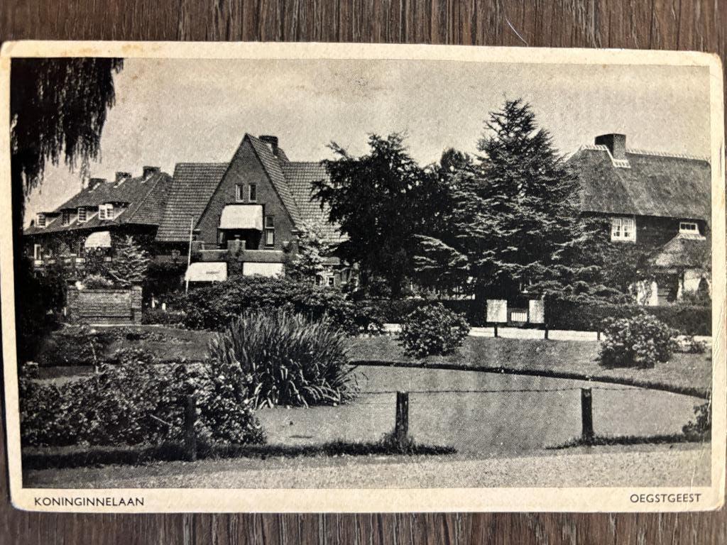 Ansichtkaart Oestgeest - Koninginnelaan, Ophalen of Verzenden, 1940 tot 1960, Gelopen, Zuid-Holland