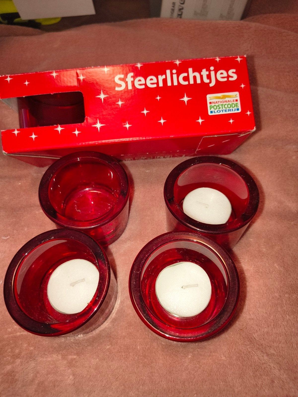 8 rode waxinelichthouders - Sfeerlichtjes, Waxinelichthouder, Nieuw, Ophalen of Verzenden, Glas