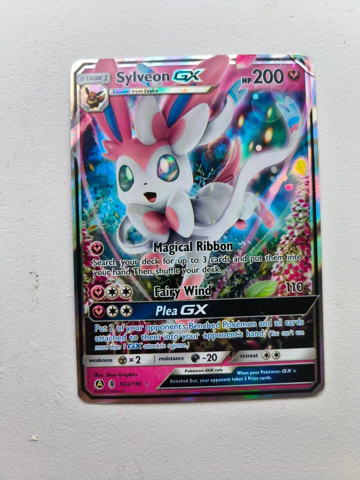 Sylveon GX Pokémon Kaart - Ultra Rare, Ophalen of Verzenden, Zo goed als nieuw, Losse kaart, Foil
