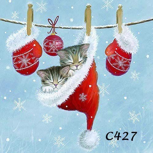 Servetten decoupage * kerst katten C427, C433, C434, Verzenden, Nieuw