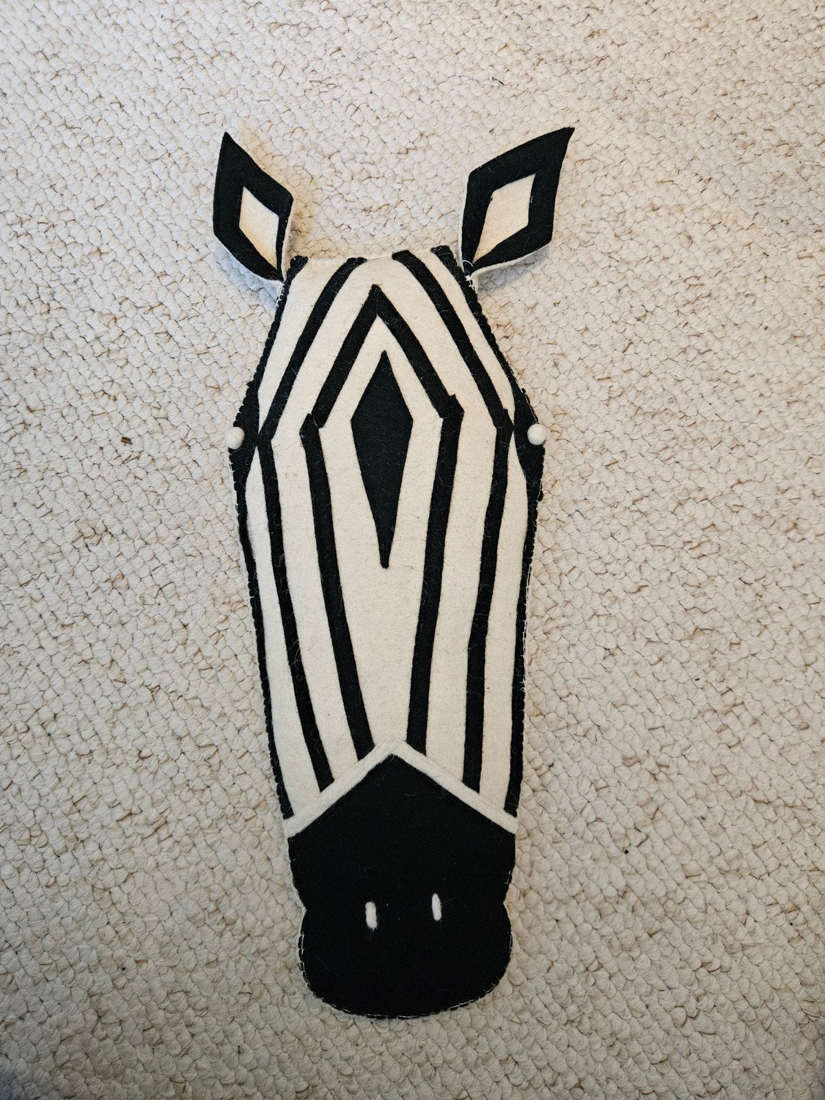 Zebra kop van vilt - Wanddecoratie, Ophalen, Zo goed als nieuw