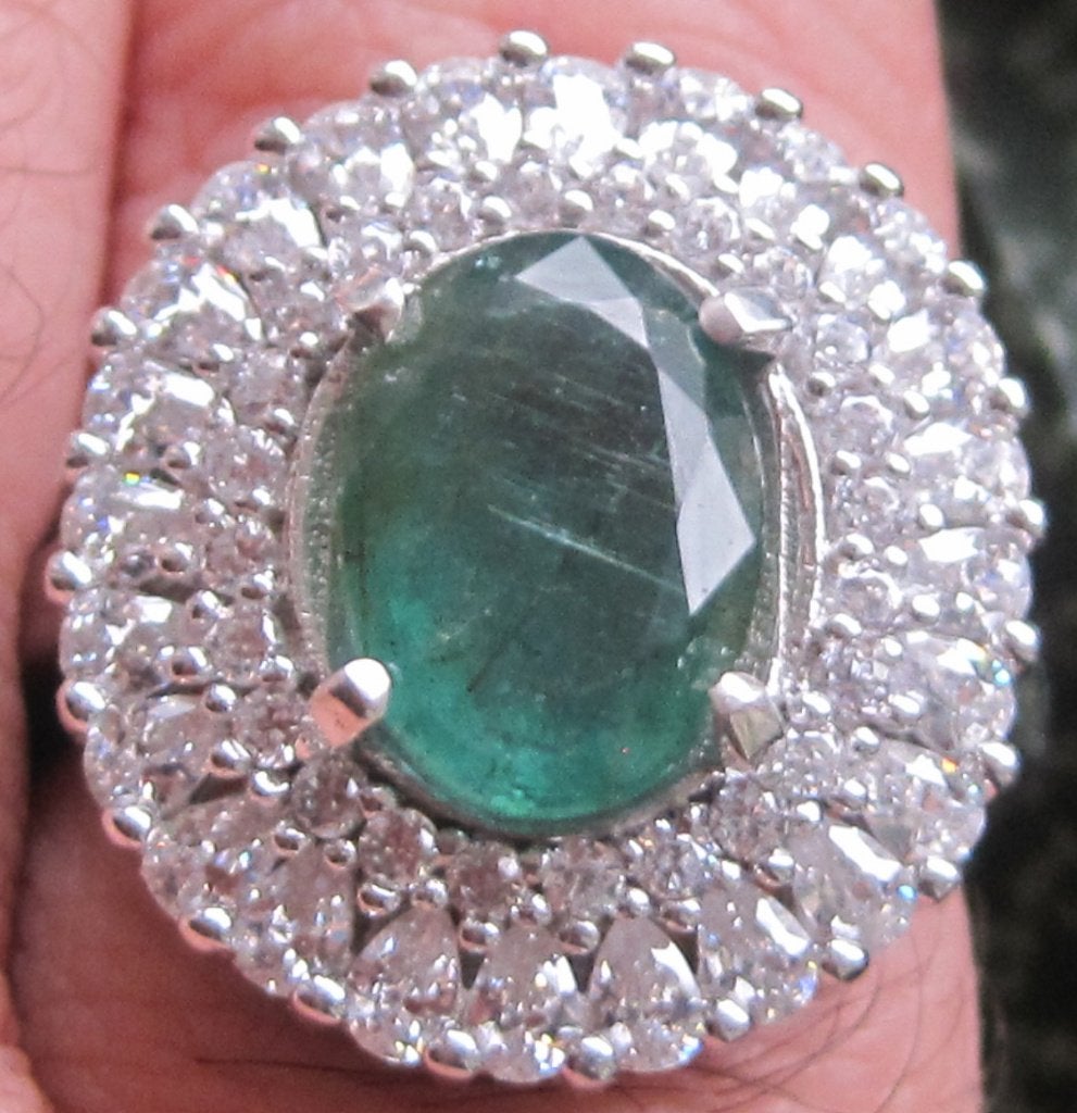 Smaragd 2,85 krt %100 natuurlijk mooie design ring, Sieraden, Tassen en Uiterlijk, Ringen, Ophalen, Zo goed als nieuw, 17 tot 18