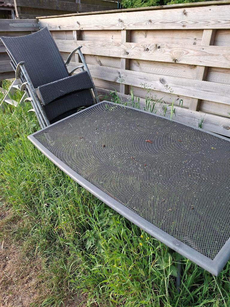 Tuinstoelen en eettafel tuin, Tuin en Terras, Tuinstoelen, Ophalen, Gebruikt, Overige materialen, Stapelbaar