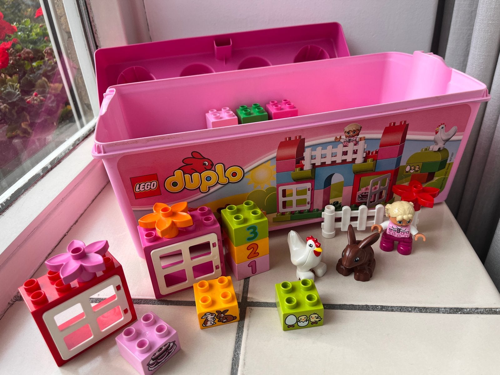 Duplo 10571 Roze Opbergdoos met Bouwstenen, Gebruikt, Ophalen of Verzenden, Compleet, Duplo