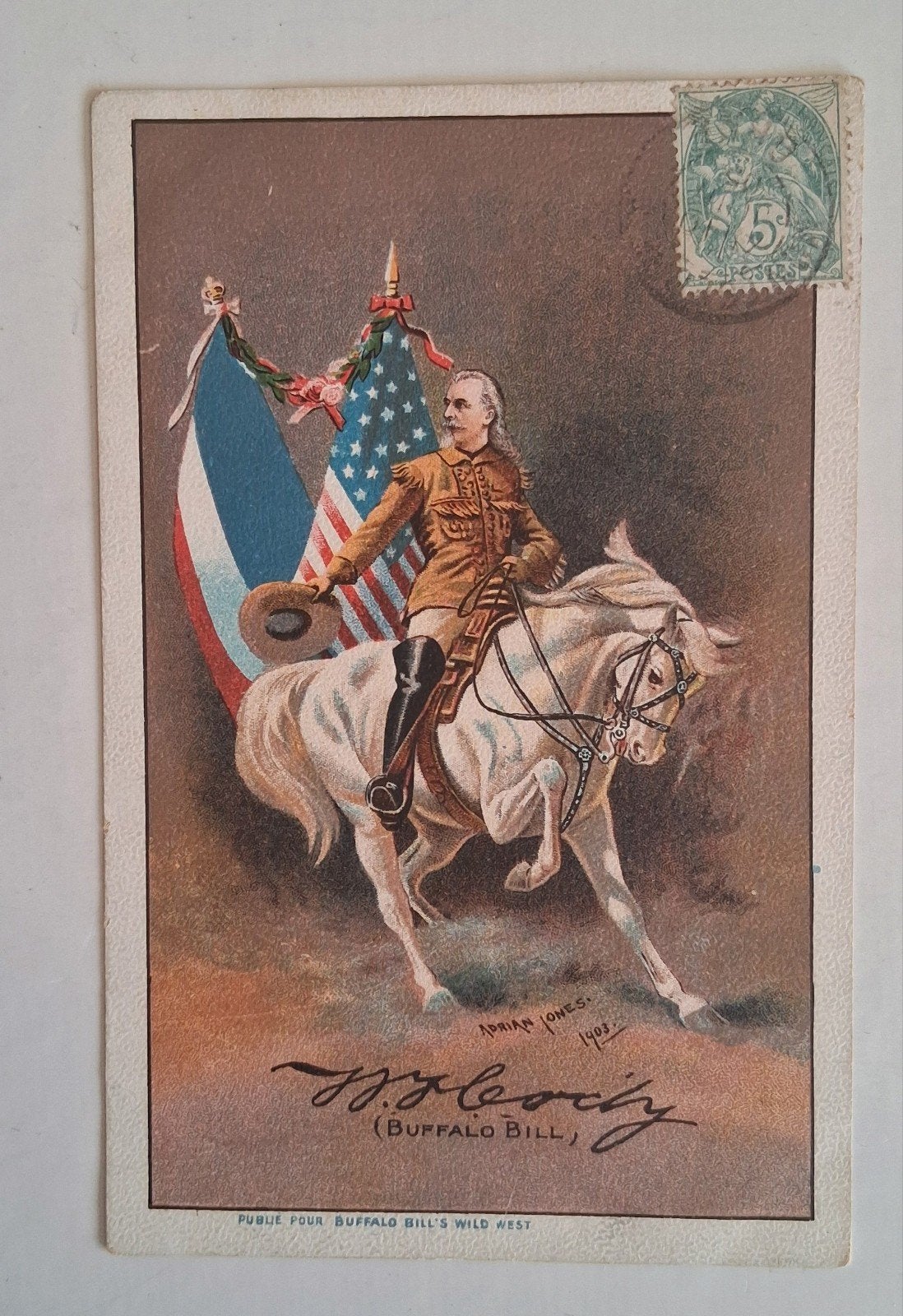 Antieke ansichtkaart Buffalo Bill, Ophalen of Verzenden, Voor 1920, Gelopen, Frankrijk