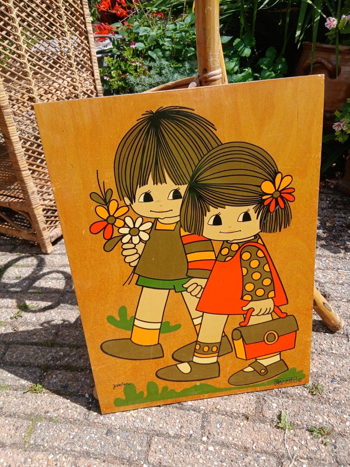 vintage houten plaat, jaklien, Verzamelen, Retro, Ophalen of Verzenden, Overige typen
