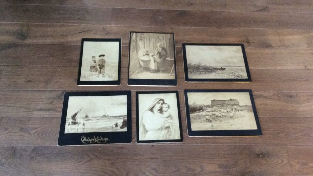 Oude tekeningen op hardboard, Ophalen of Verzenden