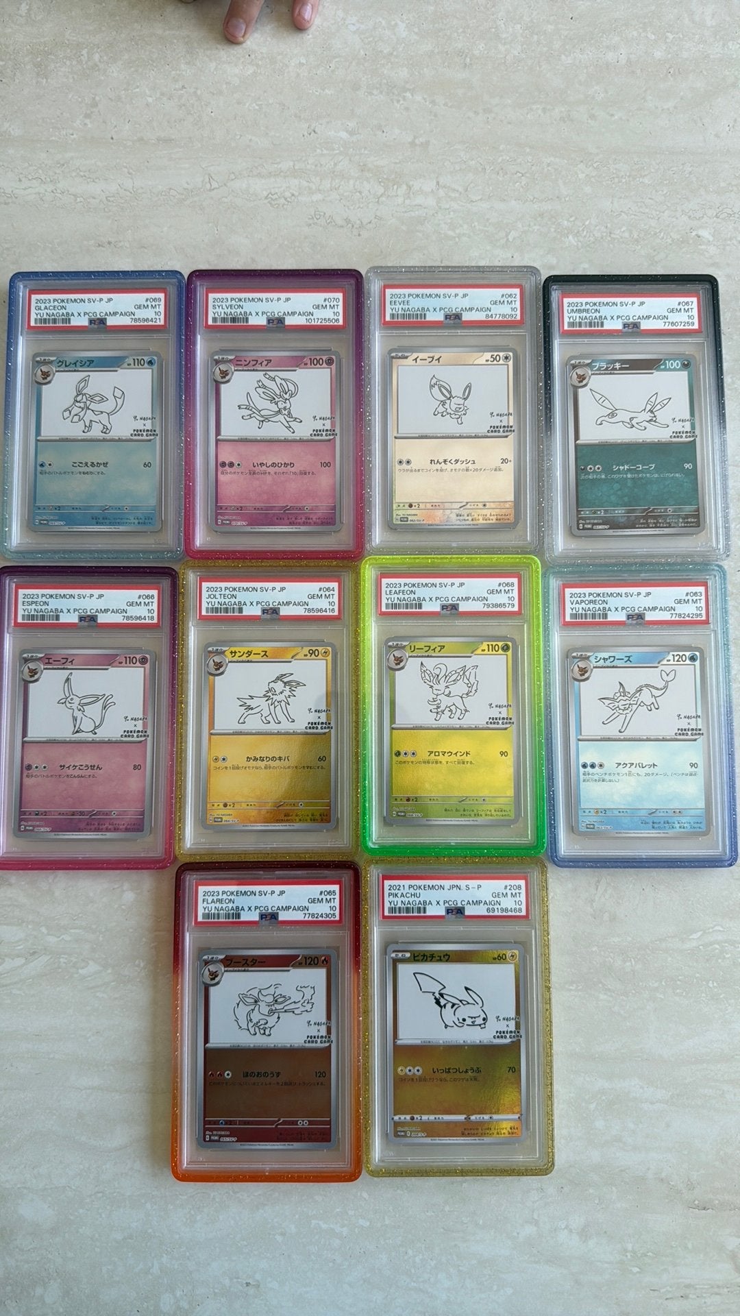 Complete Yu Nagaba Eeveelutions PSA 10 Set + Pikachu, Ophalen, Nieuw, Meerdere kaarten