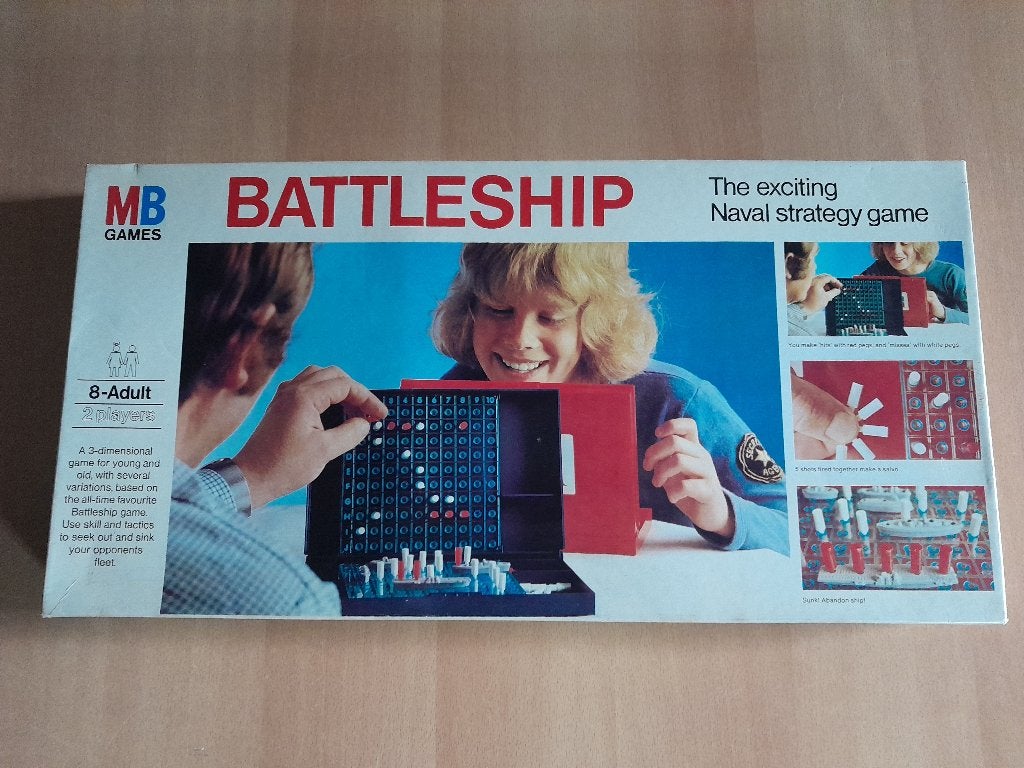 Battleship ( Zeeslag ) van MB ( 1973 Engelse versie ) zgan, Een of twee spelers, Ophalen, Zo goed als nieuw, MB Spellen