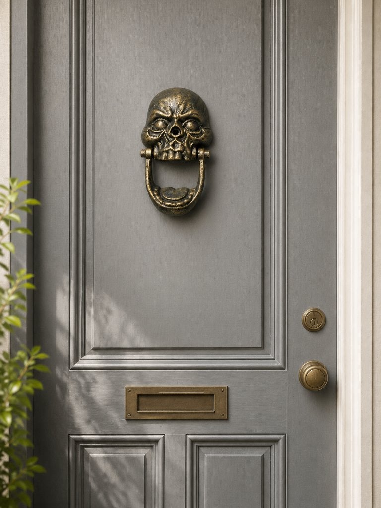 Deurklopper /DOODSHOOFD/ gietijzer, Huis en tuin decoratie Marie, Nieuw, Info@huisentuindecoratiemarie.nl, Peize