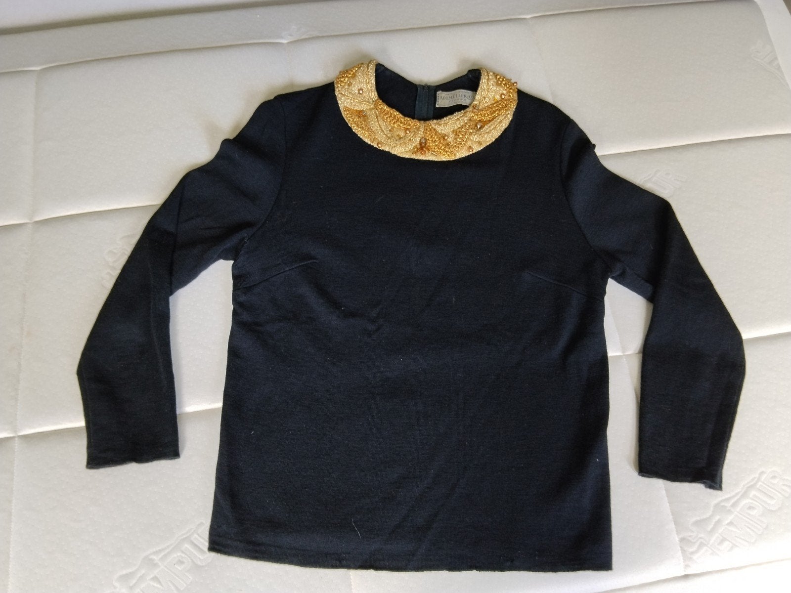 Prachtige Vintage 1960s Fred Adlmüller Top – 100% Wol & Goud, Kleding | Dames, Maat 38/40 (M), Zwart, Ophalen of Verzenden, Zo goed als nieuw