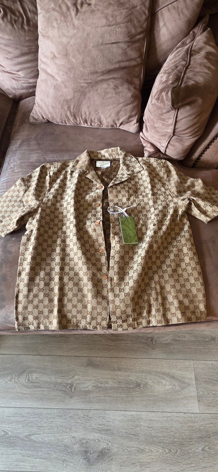 Nieuw Gucci overhemd XL (valt kleiner), Bruin, Nieuw, Ophalen of Verzenden, Gucci