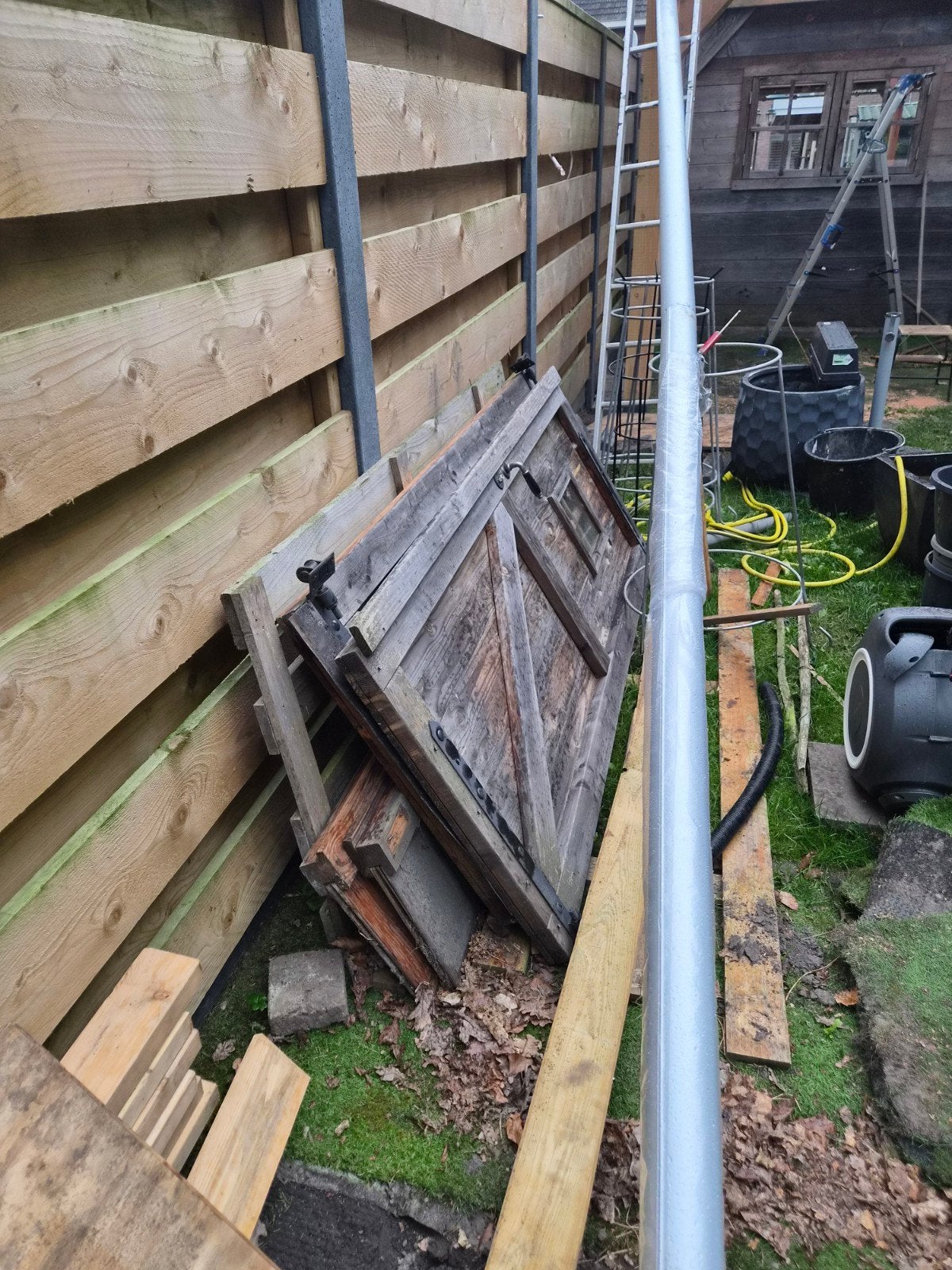 Houten schuurdeur met glas - Gebruikt, Gebruikt, Buitendeur, 200 tot 215 cm, Glas