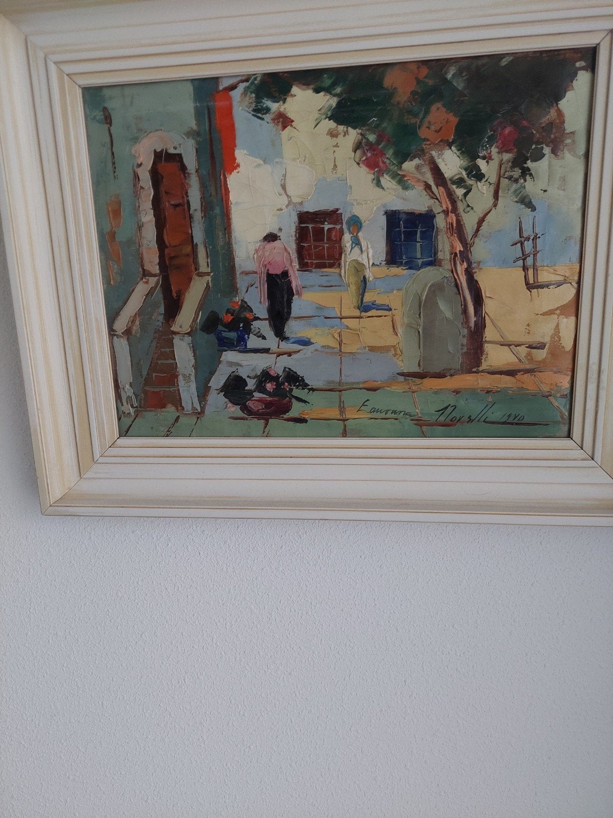 Modern/expressionistisch schilderij gesigneerd Faura Novelli, Ophalen of Verzenden, Olieverf, Stadsgezicht, Gesigneerd