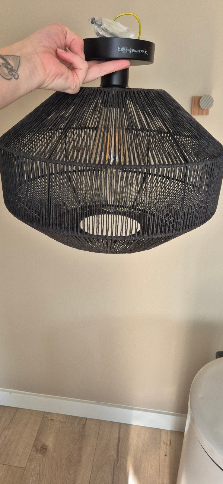 Zwarte plafondlamp Segi van Kwantum, Huis en Inrichting, Ophalen, E27 (groot), Zo goed als nieuw, Plafondlamp