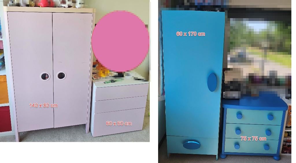 2 kinderkast sets, Ophalen, 50 tot 70 cm, 105 cm of meer, Zo goed als nieuw