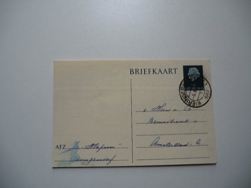Wieringerwerf,Wieringen,Kolhorn,Amsterdam,Horn,1957, Ophalen of Verzenden, 1940 tot 1960, Gelopen, Noord-Holland