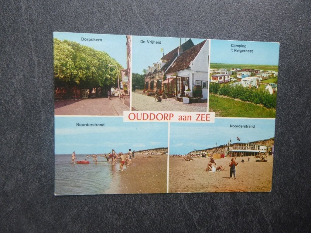 Ouddorp aan zee,de Vrijheid/dorpskern/camping 't Reigersnest, Verzenden, 1960 tot 1980, Gelopen, Zuid-Holland