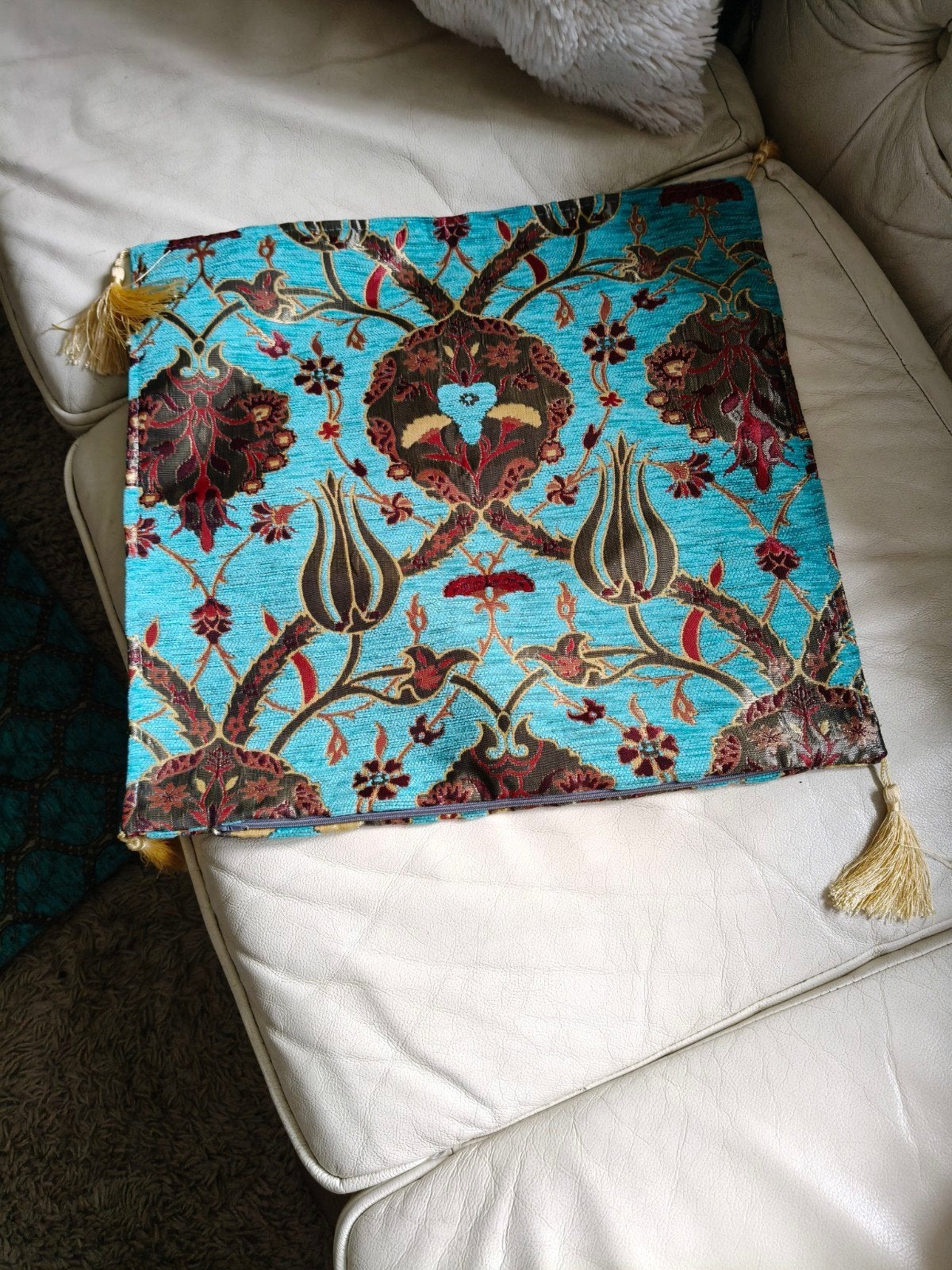 sierkussenhoes, ibizastyle, turquoise, Ophalen of Verzenden, Vierkant