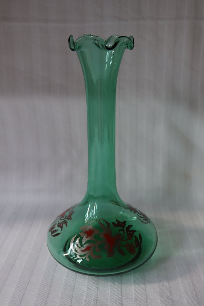 Vintage Murano hangeblazen zilver glaskunst vaas c 1950, Antiek en Kunst, Antiek | Glas en Kristal, Ophalen of Verzenden