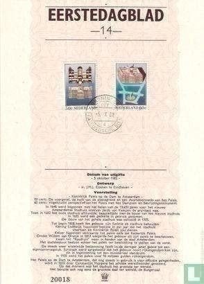 Eerstedagblad 14 - Paleis op de Dam Nederland 1982, Postzegels en Munten, Ophalen of Verzenden