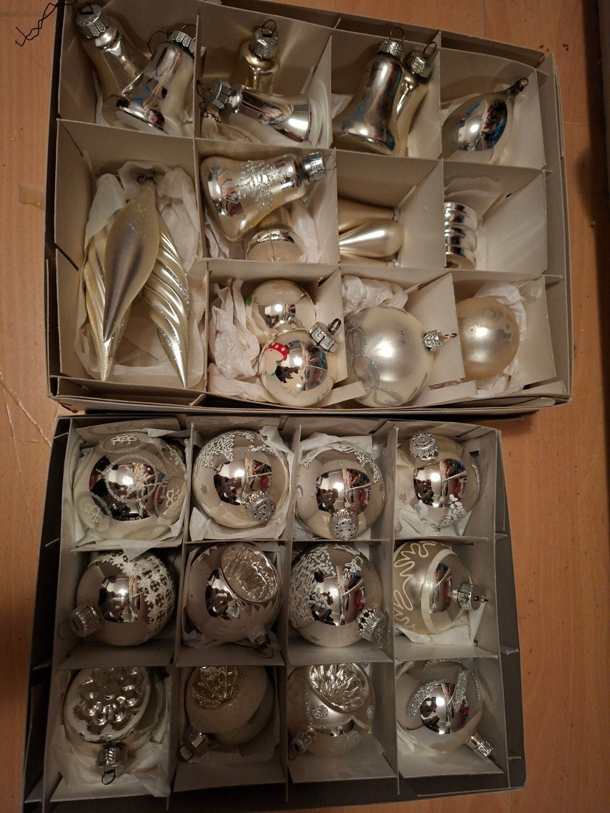 antieke Brocante kerstballen, ornamenten, pegels deukballen, Ophalen, Gebruikt