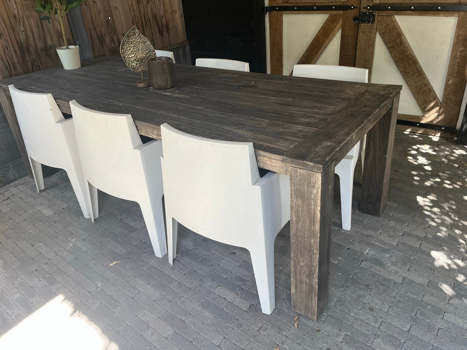 Luxe tuinset 240 cm | 6 kuipstoelen | all weather kussens, Ophalen, Gebruikt, Eettafel, 6 zitplaatsen